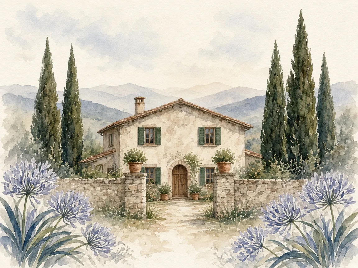 Ilustración de la villa donde se celebra la boda
