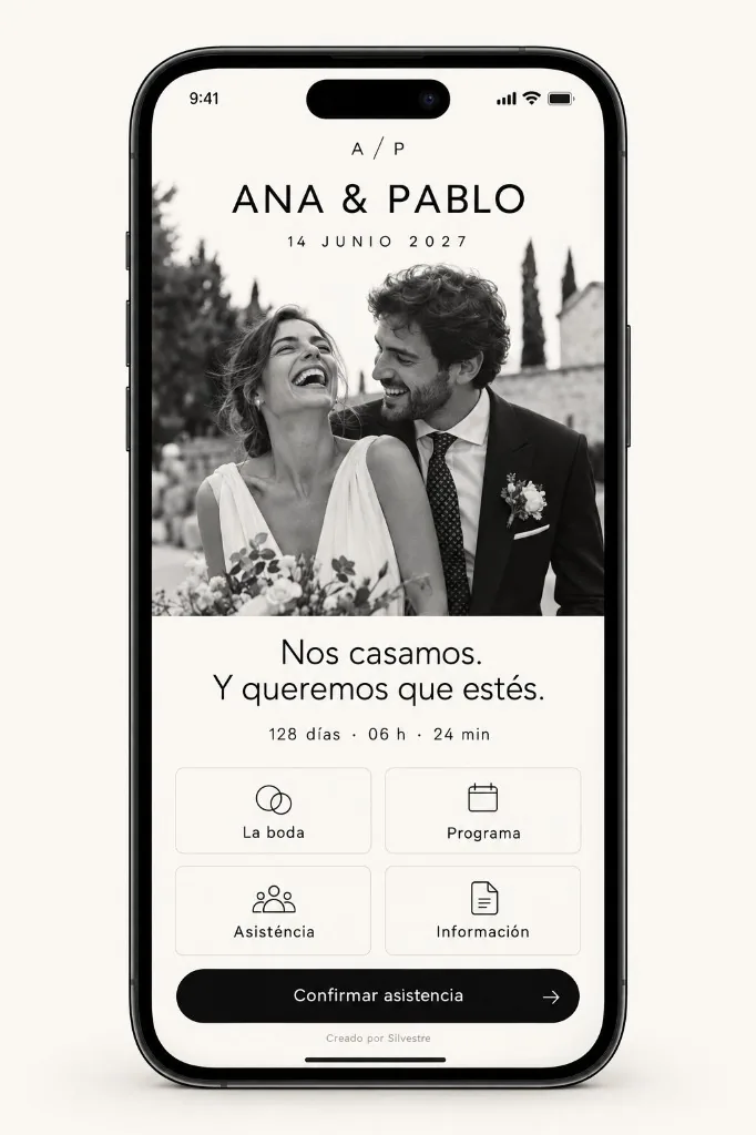 Demo visual de invitación Ana y Pablo: tipografía y composición de ejemplo